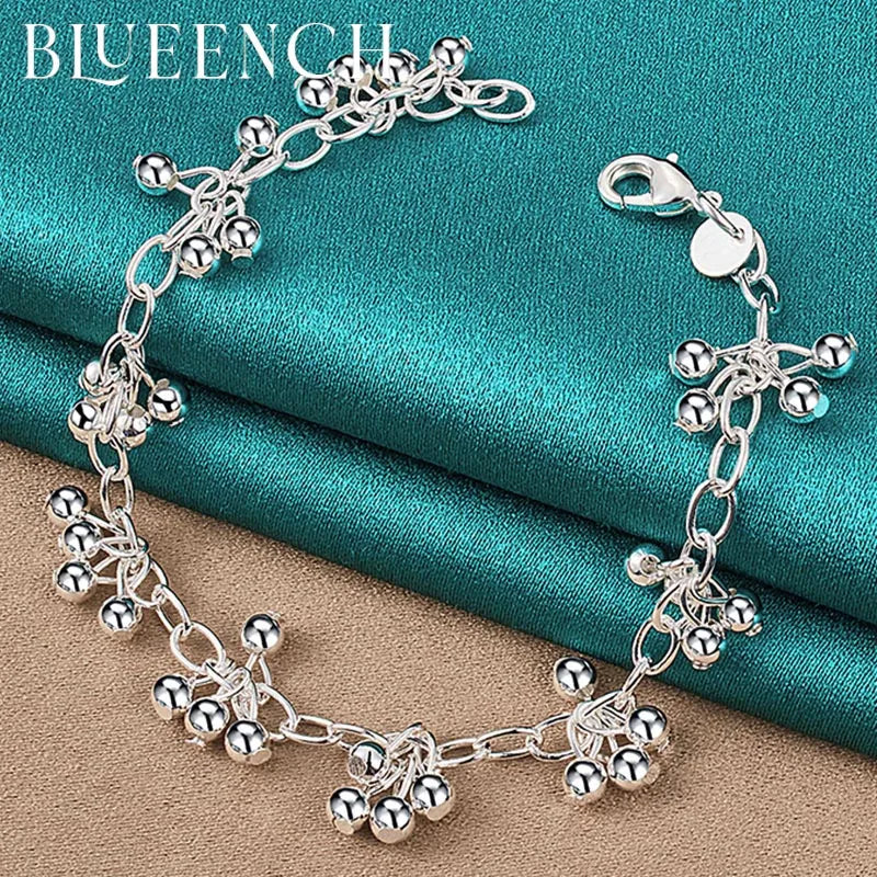 925 Silver Grape Bunch Pendant Bracelet Women's Wedding Jewelry