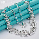 925 Silver Grape Pendant Necklace for Women Wedding Jewelry