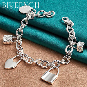 925 Silver Heart Lock Bracelet for Women