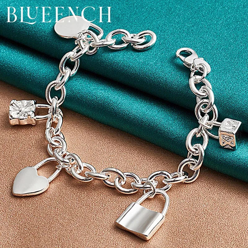 925 Silver Heart Lock Bracelet for Women