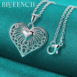 925 Silver Heart Hollow Pendant Necklace for Women Marriage Proposal Jewelry