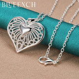 925 Silver Heart Hollow Pendant Necklace for Women Marriage Proposal Jewelry