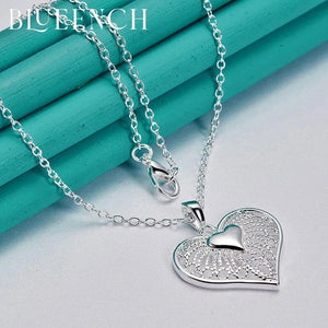 925 Silver Heart Hollow Pendant Necklace for Women Marriage Proposal Jewelry