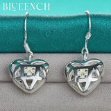 925 Silver Heart Peach Cutout Drop Earrings for Women