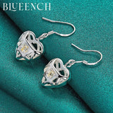 925 Silver Heart Peach Cutout Drop Earrings for Women