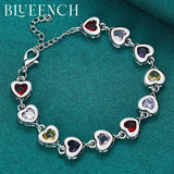 925 Silver Heart Peach Multicolor Zircon Bracelet Women's Wedding Charm