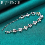 925 Silver Heart Peach Multicolor Zircon Bracelet Women's Wedding Charm
