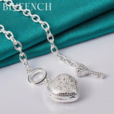 925 Silver Heart Peach Pendant Key OT Buckle Necklace Proposal Wedding
