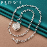 925 Silver Heart Peach Pendant Key OT Buckle Necklace Proposal Wedding