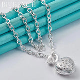 925 Silver Heart Peach Pendant Key OT Buckle Necklace Proposal Wedding
