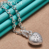 925 Silver Heart Peach Pendant Key OT Buckle Necklace Proposal Wedding