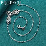925 Silver Heart Peach Pendant Necklace for Women Wedding Romantic Jewelry