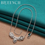 925 Silver Heart Peach Pendant Necklace for Women Wedding Romantic Jewelry
