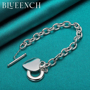 925 Silver Heart Peach Pendant Bracelet for Women
