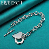 925 Silver Heart Peach Pendant Bracelet for Women