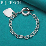 925 Silver Heart Peach Pendant Bracelet for Women