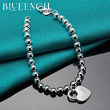 925 Silver Heart Round Bracelet for Women Dating Wedding