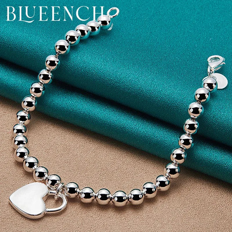 925 Silver Heart Round Bracelet for Women Dating Wedding