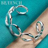 925 Sterling Silver Hollow Circle Braid Bangles For Women's