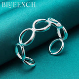 925 Sterling Silver Hollow Circle Braid Bangles For Women's