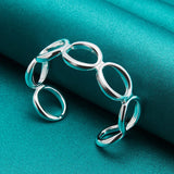925 Sterling Silver Hollow Circle Braid Bangles For Women's