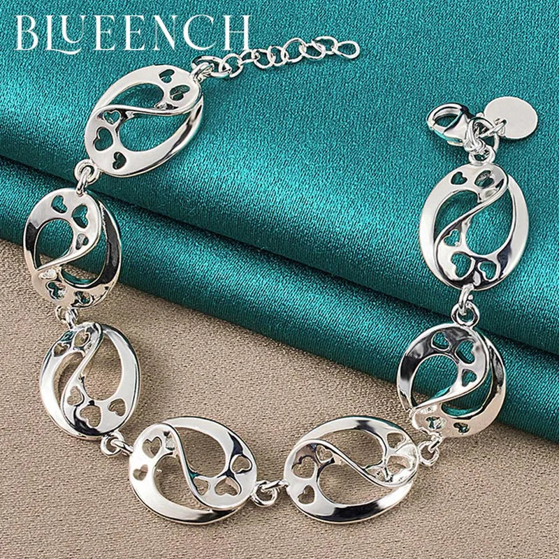 925 Silver Disc Bracelet Charm Jewelry