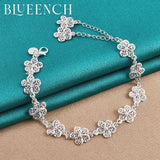 925 Silver Flower Bracelet Romantic Charm Jewelry