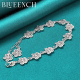 925 Silver Flower Bracelet Romantic Charm Jewelry