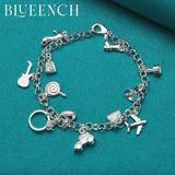 925 Silver Lollipop Guitar Pendant Bracelet for Women