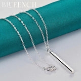 925 Silver Rectangle Pendant Necklace Women's Charm Jewelry