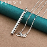 925 Silver Rectangle Pendant Necklace Women's Charm Jewelry