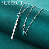 925 Silver Rectangle Pendant Necklace Women's Charm Jewelry