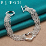 925 Silver Love Pendant Multilayer Bracelet