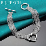 925 Silver Love Pendant Multilayer Bracelet