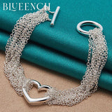 925 Silver Love Pendant Multilayer Bracelet