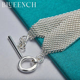 925 Silver Mesh Snake Bone OT Buckle Bracelet Women