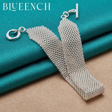 925 Silver Mesh Snake Bone OT Buckle Bracelet Women