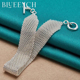 925 Silver Mesh Snake Bone OT Buckle Bracelet Women