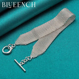 925 Silver Mesh Snake Bone OT Buckle Bracelet Women