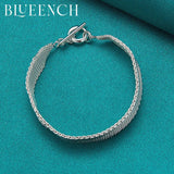 925 Silver Mesh Snake Bone OT Buckle Bracelet Women