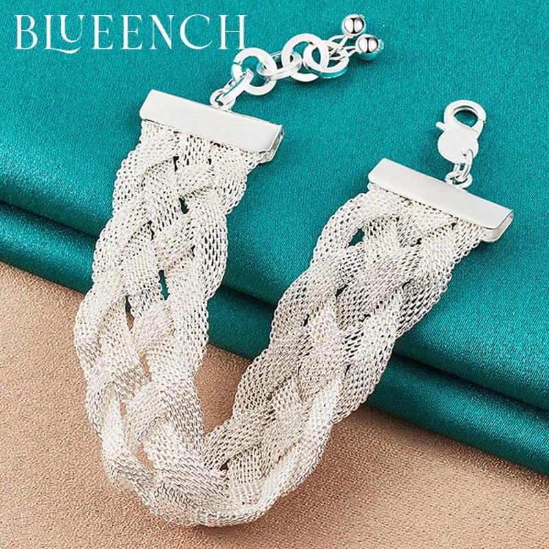 925 Sterling Silver Mesh Wide Faced Bracelet for Women