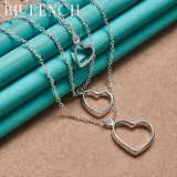925 Silver Heart Cutout Pendant Necklace for Women