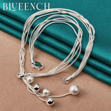 925 Silver Chain Tassel Ball Pendant Necklace Wedding Jewelry