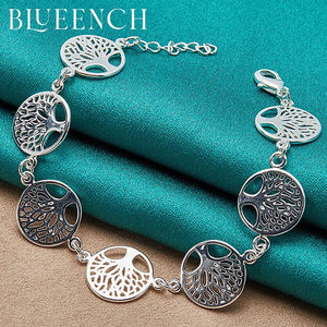 925 Silver Large Disc Tree Bracelet for Women's Party