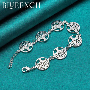 925 Silver Large Disc Tree Bracelet for Women's Party