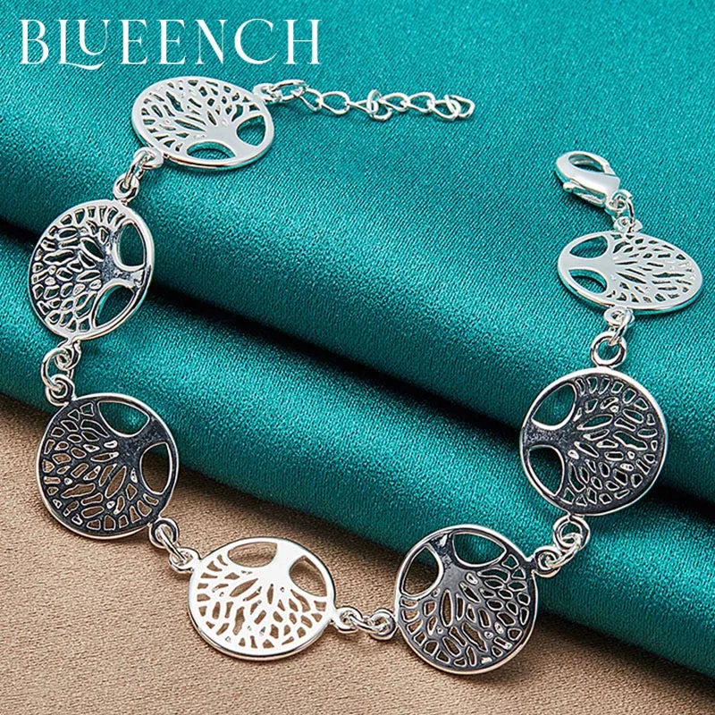 925 Silver Large Disc Tree Bracelet for Women's Party
