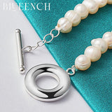 925 Silver Pearl Chain Bracelet for Women Wedding Charm Jewelry