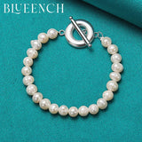 925 Silver Pearl Chain Bracelet for Women Wedding Charm Jewelry