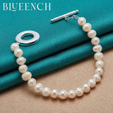 925 Silver Pearl Chain Bracelet for Women Wedding Charm Jewelry