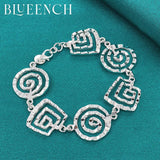 925 Sterling Silver Personality Pattern Bracelet for Ladies